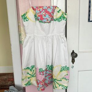 Lilly Pulitzer strapless white floral dress